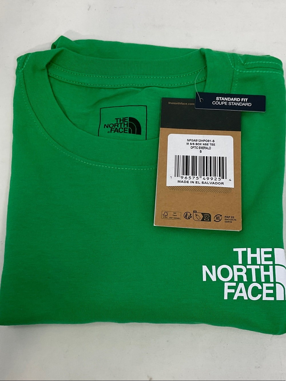 The North Face Men’s Box NSE Optic Emerald Short-Sleeve Logo Tee